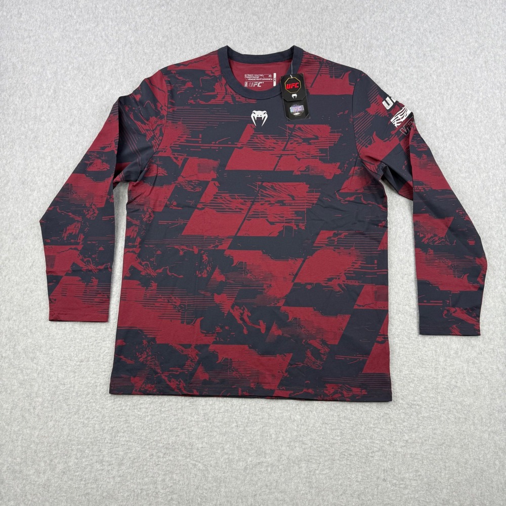 Venum Shirt Mens XL Burgundy UFC Zenith Fight Week Long Sleeve Performance Tee